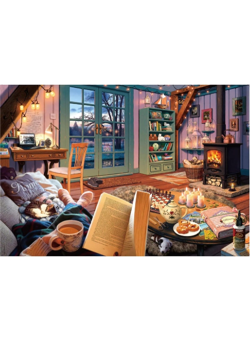 1000 Pieces for Adults Mini Puzzles Micro Pieces Challenging Difficult Puzzles Christmas Birthday Gift Game Toys Reading time 19.69 x 29.53 Inches - Image 1